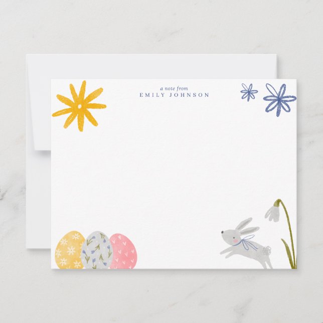 Tarjeta de nota de conejo de primavera (Anverso)