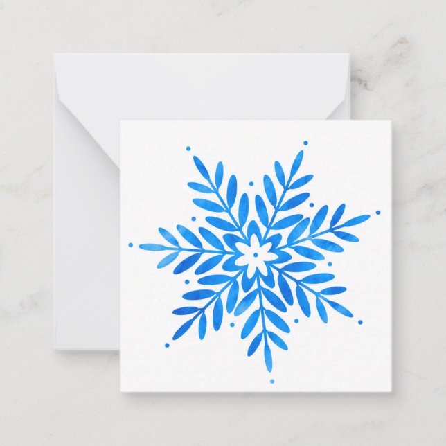Tarjeta de nota de copo de nieve azul acuático (Anverso)