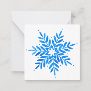Tarjeta de nota de copo de nieve azul acuático