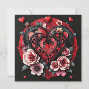 Tarjeta de nota de corazón gótico