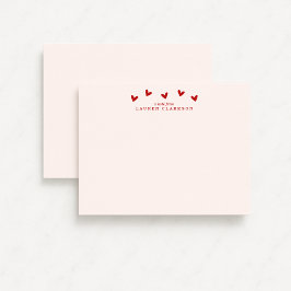 Tarjeta de nota de corazones rojos del día de San 