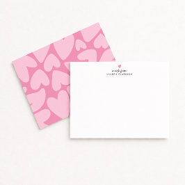 Tarjeta de nota de corazones rosados audaces