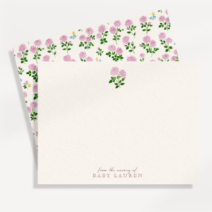 Tarjeta de nota de Cottagecore de rosas de tinta p