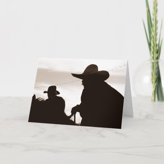 Tarjeta de nota de Cowboy Sillouettes (Anverso)