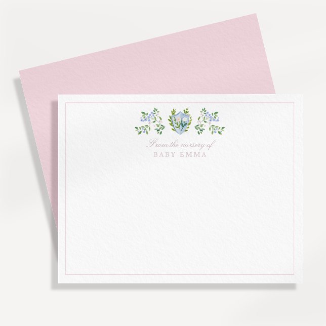 Tarjeta de nota de cresta floral de guardería acua (Subido por el creador)