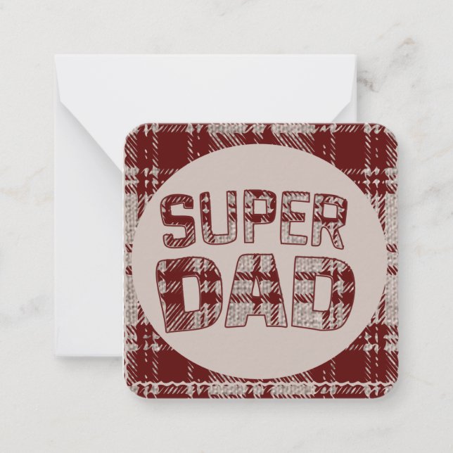 Tarjeta de nota de cuadros marrones Super Papá (Anverso)
