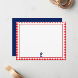 tarjeta de nota de cuadros navideños chic