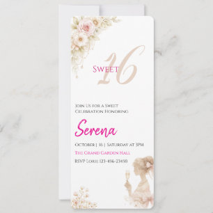 Tarjeta de nota de cumpleaños 16 dulce soñadora su