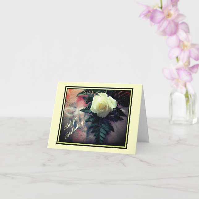 Tarjeta de nota de cumpleaños de Cream Rosa (Orquídea)