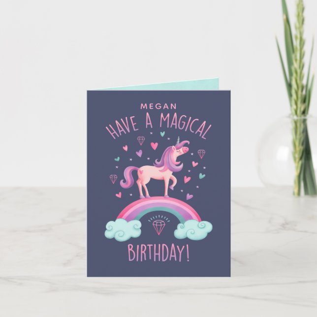Tarjeta de nota de cumpleaños de Unicorn (Anverso)