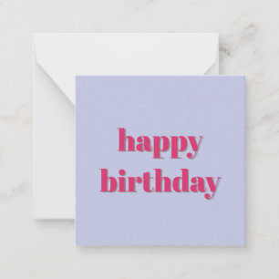 Tarjeta de nota de cumpleaños moderna morada y ros