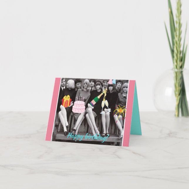 Tarjeta de nota de cumpleaños retro (Anverso)