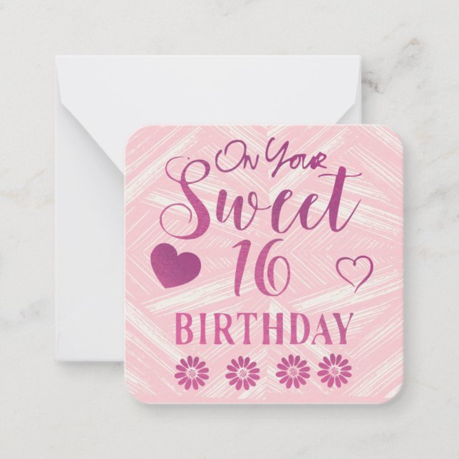 Tarjeta de nota de cumpleaños Sweet 16 (Anverso)