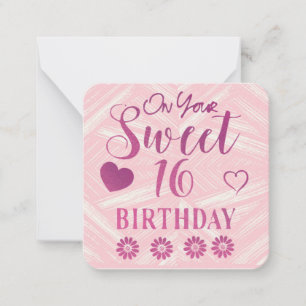 Tarjeta de nota de cumpleaños Sweet 16