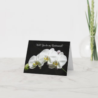 Tarjeta de nota de dama de honor de orquídeas