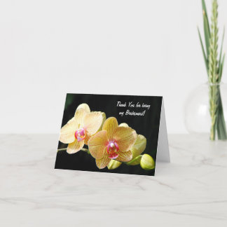 Tarjeta de nota de dama de honor de orquídeas amar