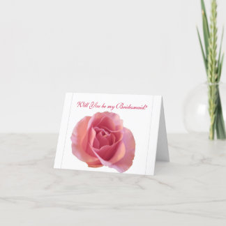 Tarjeta de nota de dama de honor Rosa Lovely