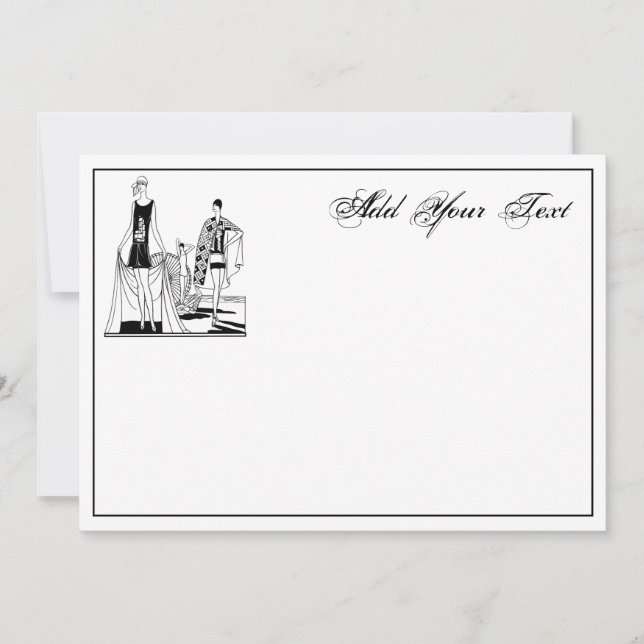 Tarjeta de nota de damas elegantes Art Deco en la  (Anverso)