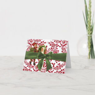 Tarjeta de nota de Damask para navidades