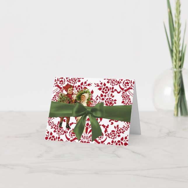Tarjeta de nota de Damask para navidades (Anverso)