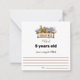 Tarjeta de nota de deseos de cumpleaños silvestres