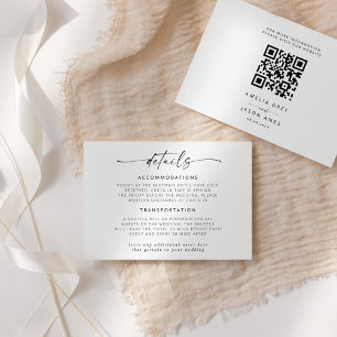 Tarjeta de nota de detalles de boda con letra eleg