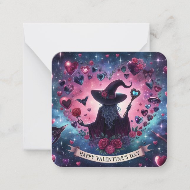 Tarjeta de nota de Día de San Valentín de brujas d (Anverso)