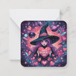 Tarjeta de nota de Día de San Valentín de brujas d
