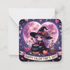 Tarjeta de nota de Día de San Valentín de brujas d