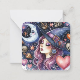Tarjeta de nota de Día de San Valentín de brujas d