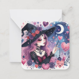 Tarjeta de nota de Día de San Valentín de brujas d