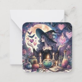 Tarjeta de nota de Día de San Valentín de brujas d
