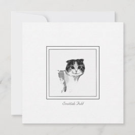 Tarjeta de nota de dibujo de carbón de gato de fel