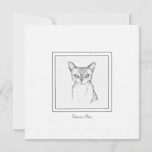 Tarjeta de nota de dibujo de chaleta de gato Devon