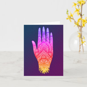 Tarjeta de nota de diseño de arte arco iris Mehndi