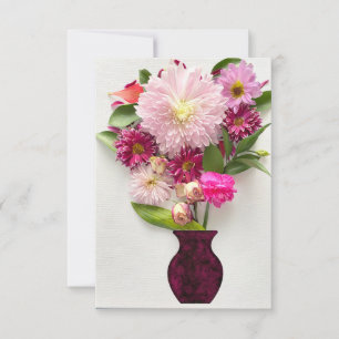 Tarjeta de nota de Disposición Floral Rosa