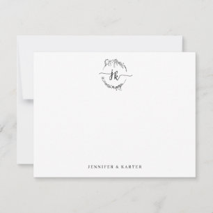 Tarjeta de nota de dos monogramas para la floració