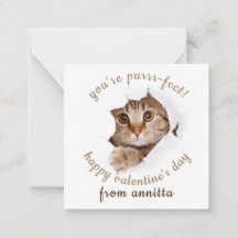 tarjeta de nota de el día de San Valentín de gato