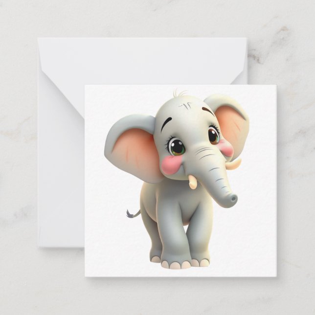 Tarjeta de nota de elefante lindo (Anverso)