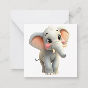 Tarjeta de nota de elefante lindo