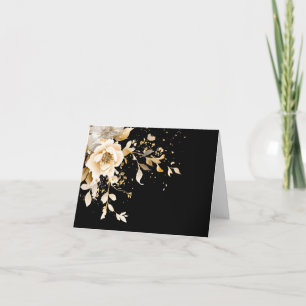 Tarjeta de nota de elegancia floral en blanco inel