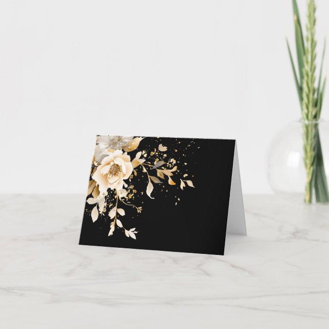 Tarjeta de nota de elegancia floral en blanco inel (Anverso)