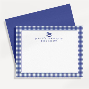Tarjeta de nota de enfermería Deep Blue Gingham Bo