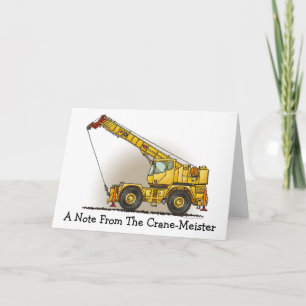 Tarjeta de nota de equipo de construcción de grúas