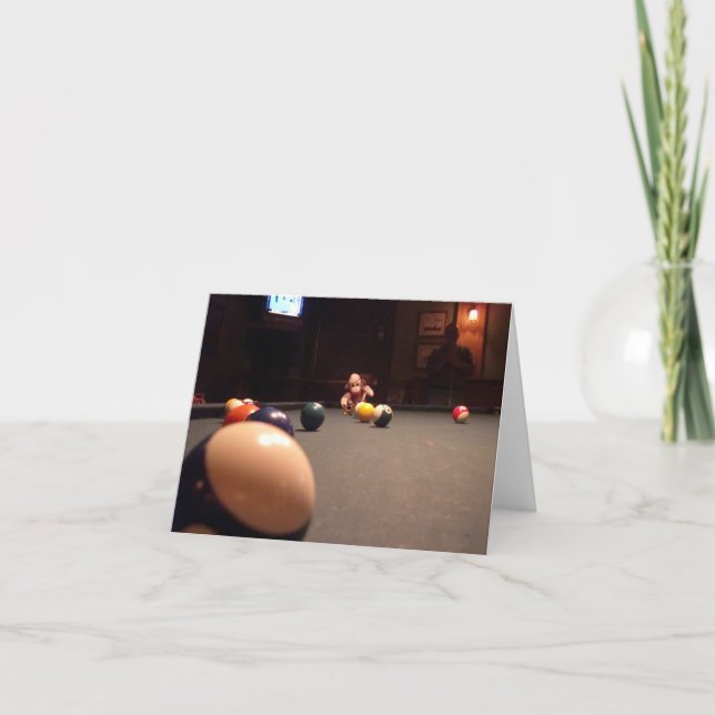 Tarjeta de nota de Ernie the Sock Monkey Pool Hall (Anverso)