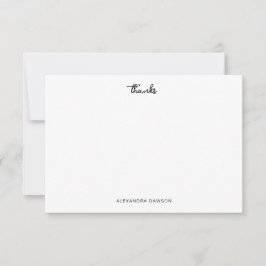 Tarjeta de nota de escritura blanca de agradecimie