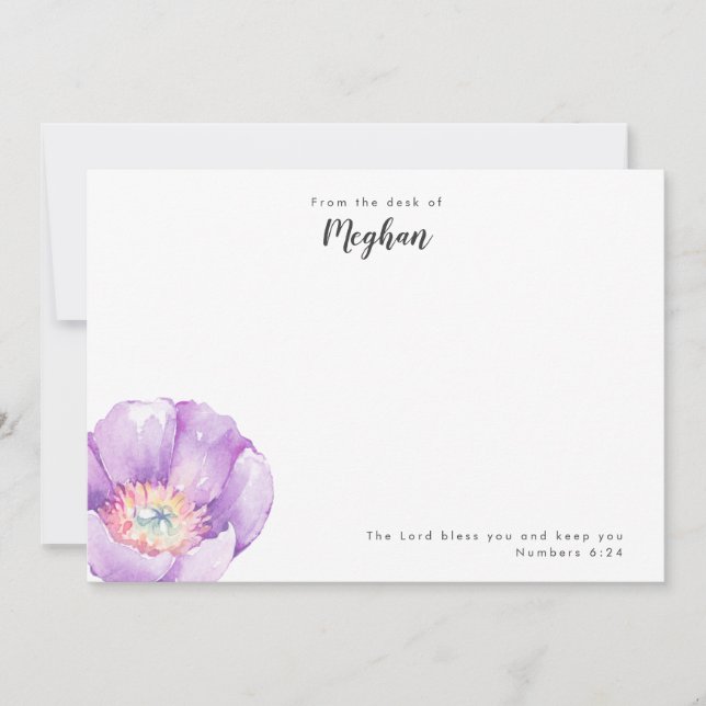 Tarjeta de Nota de Escritura Personalizada de Flor (Anverso)