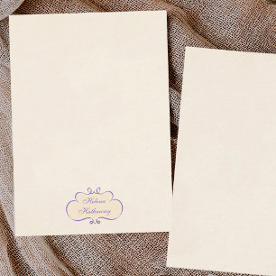 Tarjeta de nota de escudo de nombre romántico de e