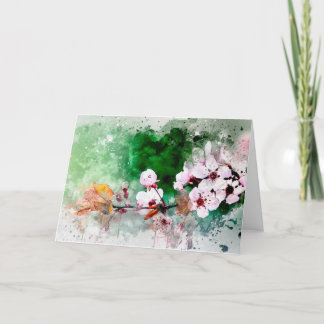 Tarjeta de nota de esplendor de flores de cerezo
