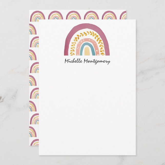 Tarjeta de nota de estacionería Rainbow Stationery (Anverso / Reverso)